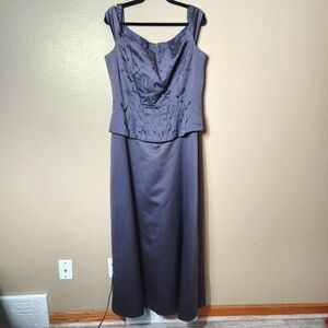 Mori Lee Dark Gray Navy Embroidered Bridesmaid Mother of the Bride Gown-Size 20